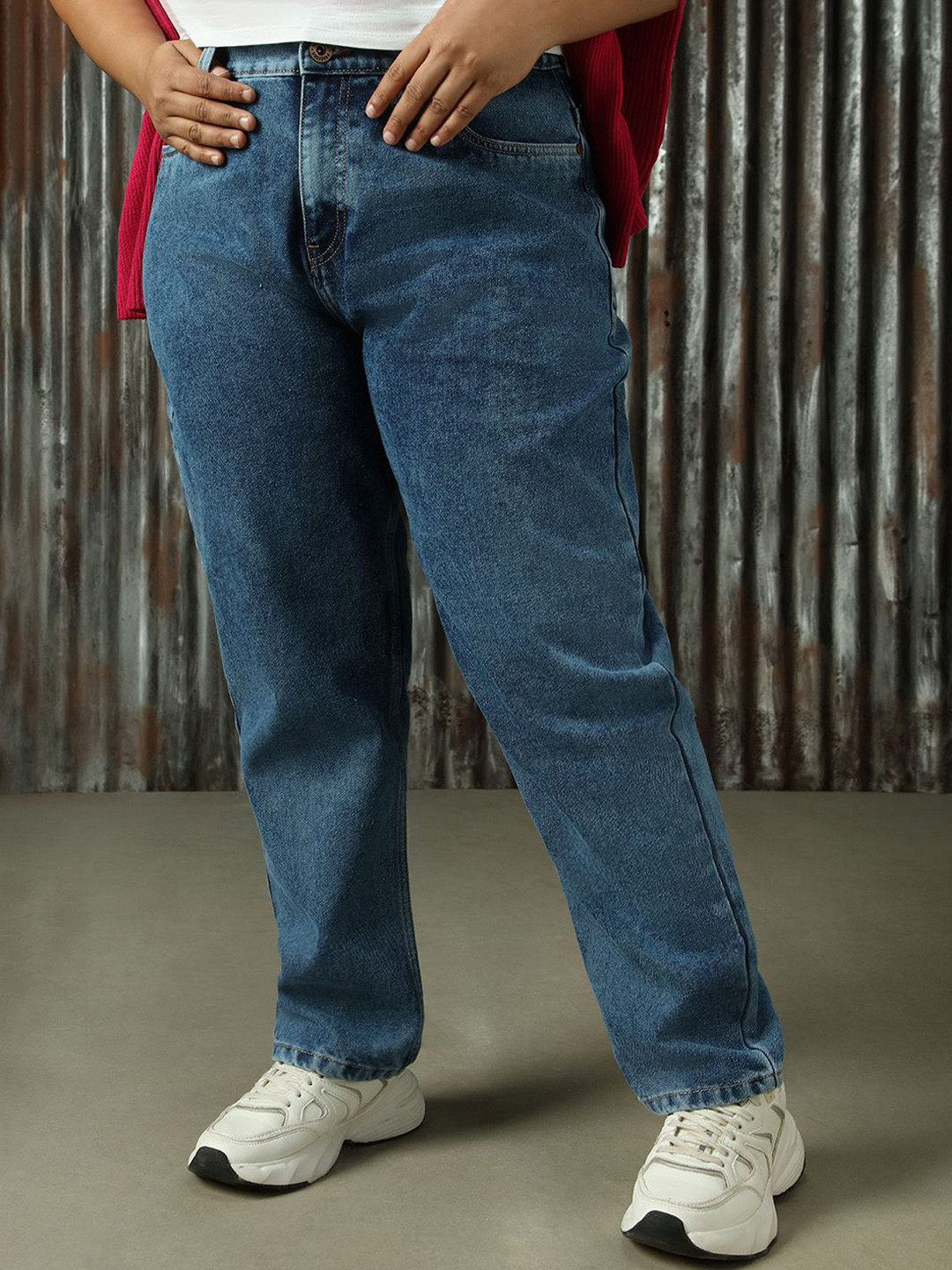 Freeform By High Star Women High-Rise Mom Slim Fit Fade Back Elasticated Jeans