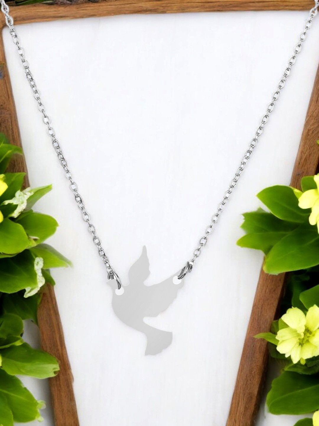 Goldnera Girls 925 Sterling Silver-Plated Flying Bird Pendant with Chain