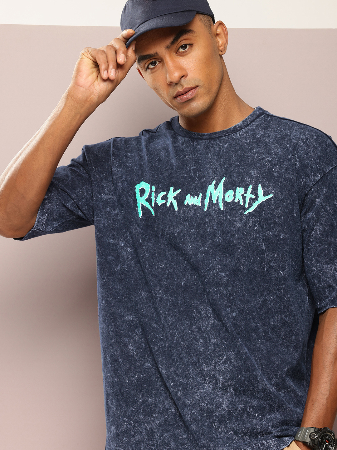 Kook N Keech Rick & Morty Printed Washed Effect Oversized Pure Cotton T-shirt