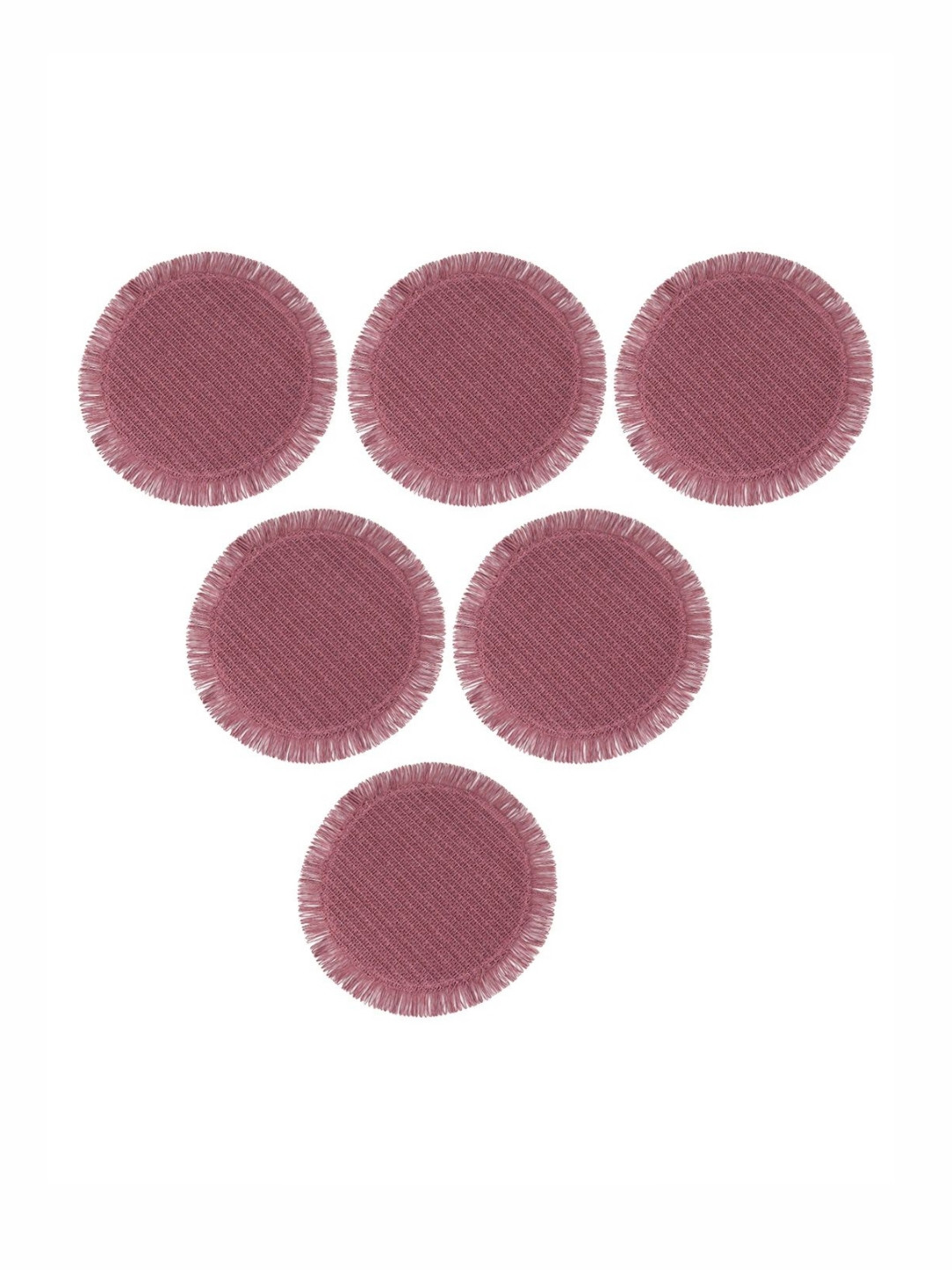 TIED RIBBONS 6-Pcs Red Textured Round Table Placemats