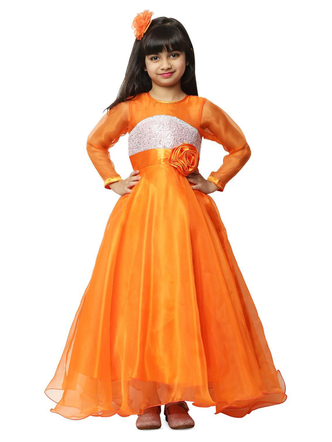 Wish little Girls Embellished Sequined Satin Maxi Dress