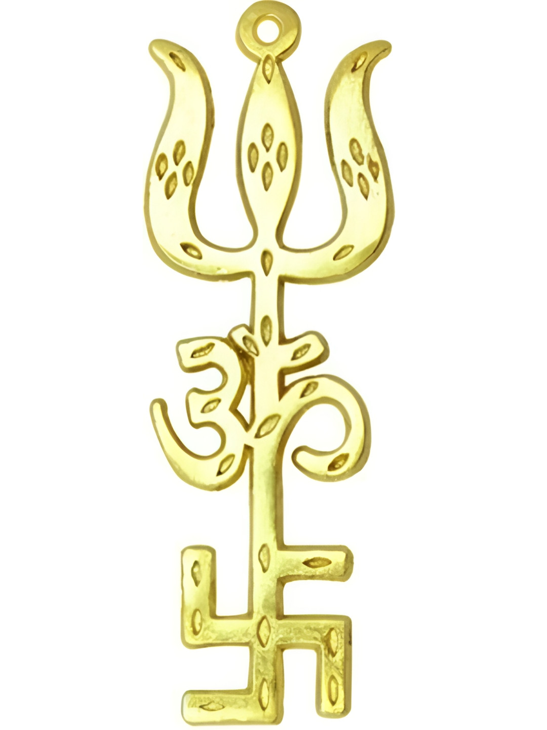 Navyaksh Tri Shakti Yantra Gold Brass Metallic Living Room Small Showpiece - 3.1 Inches