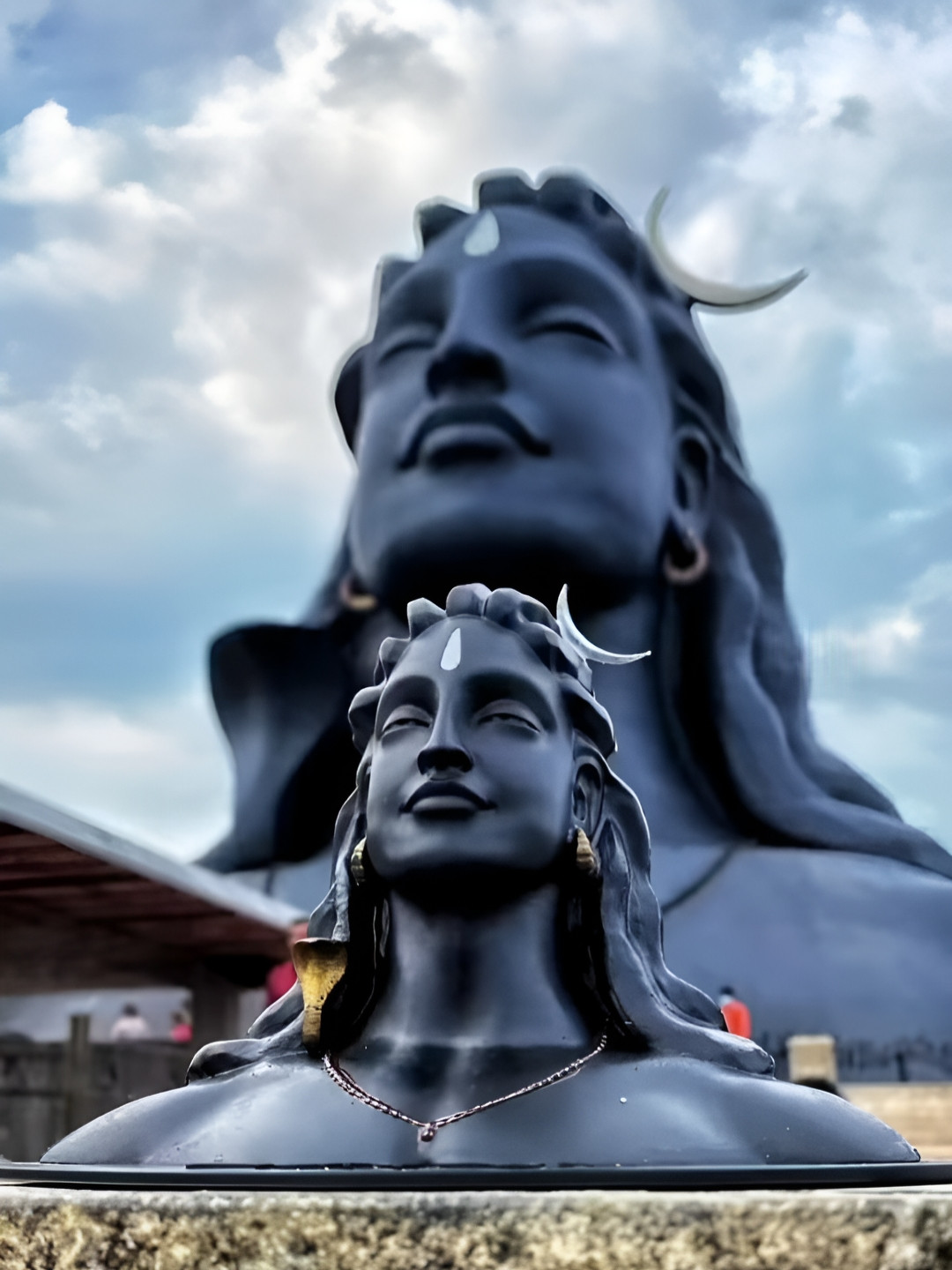 Navyaksh Adiyogi with Rudraksha Mala Gold Polyresin Matte Prayer Room Set of 4 Small Showpieces - 3.1 Inches