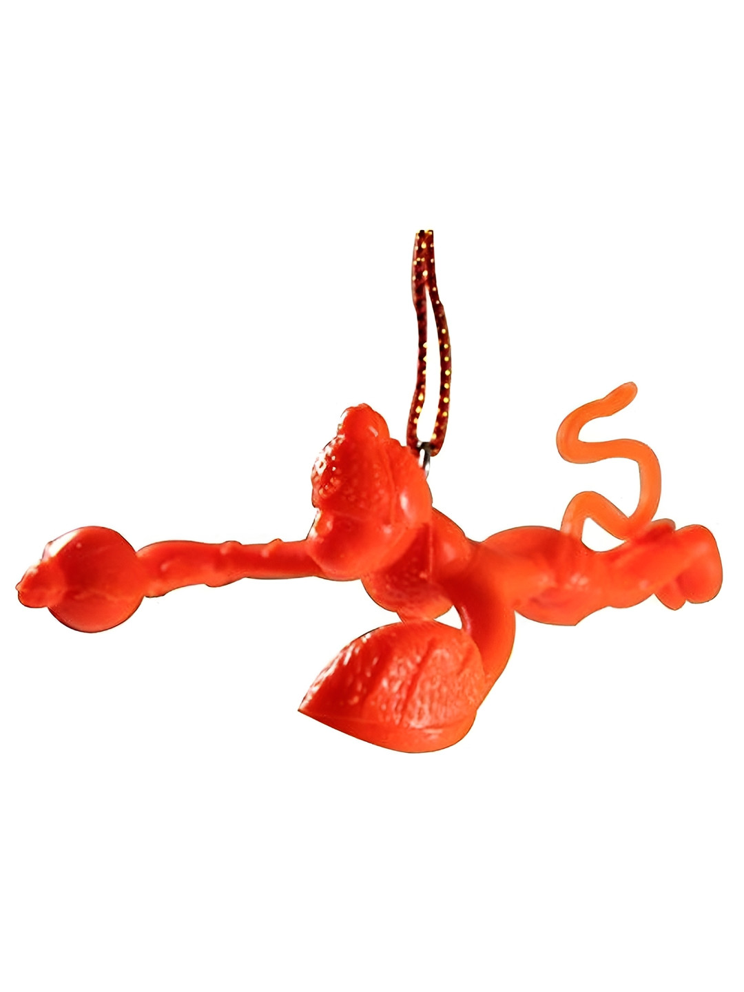 Navyaksh Flying Lord Hanuman Orange Metal Metallic Prayer Room Small Showpiece - 3.1 Inches