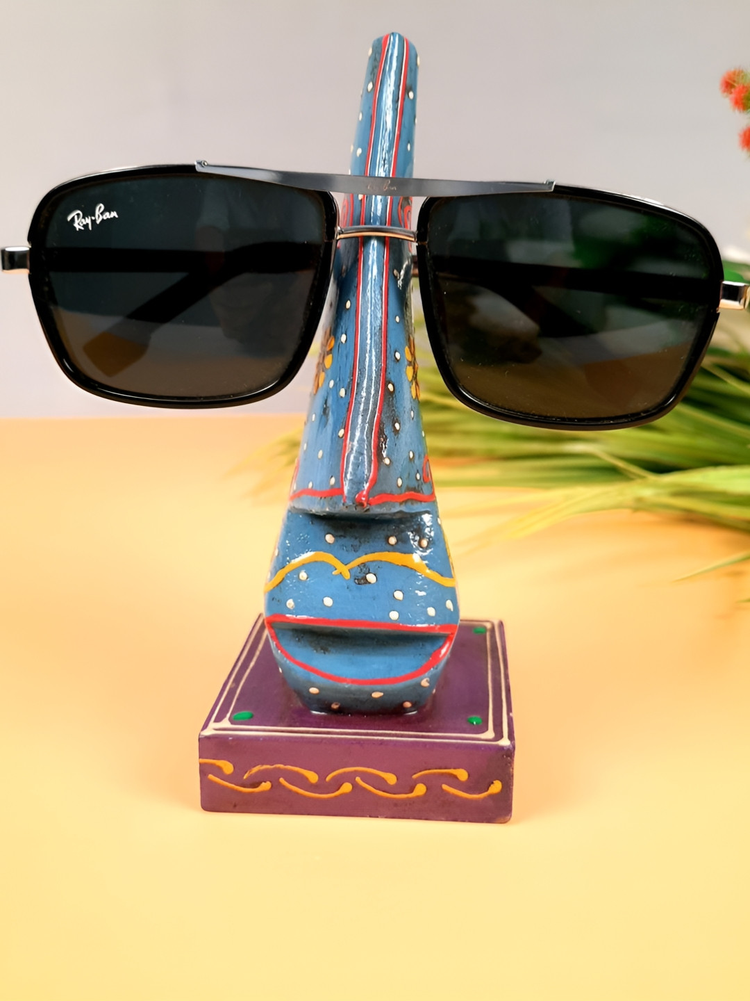 apka mart Blue & Red Printed Wooden Spectacle Holder