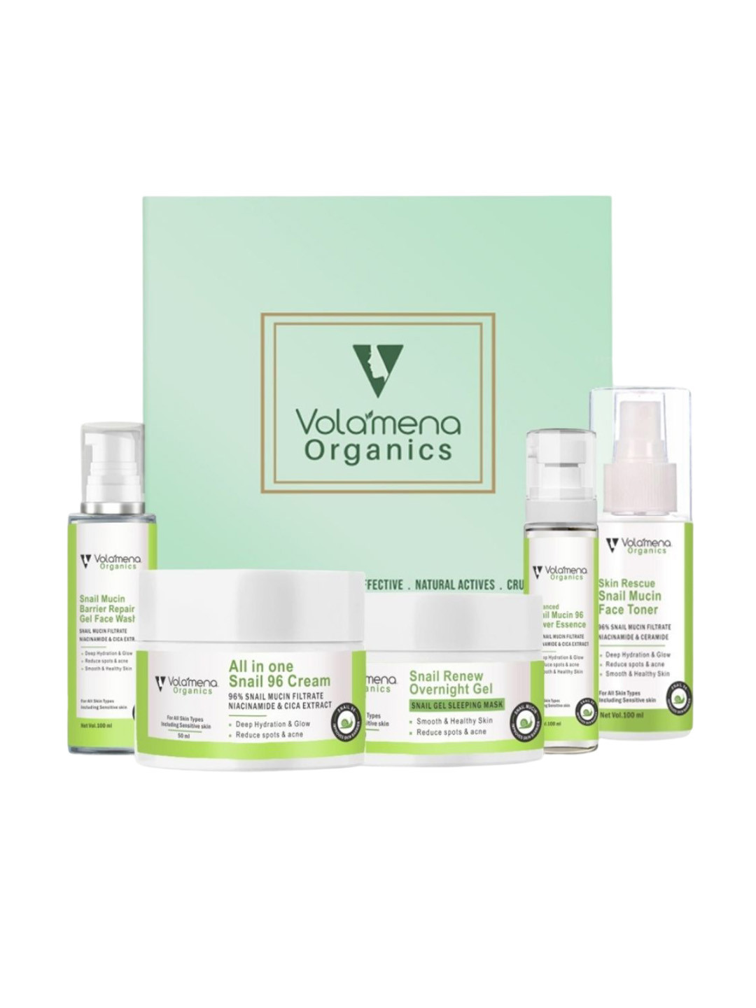 Volamena Organics Set Of 5 Snail Mucin Barrier Repair Kit