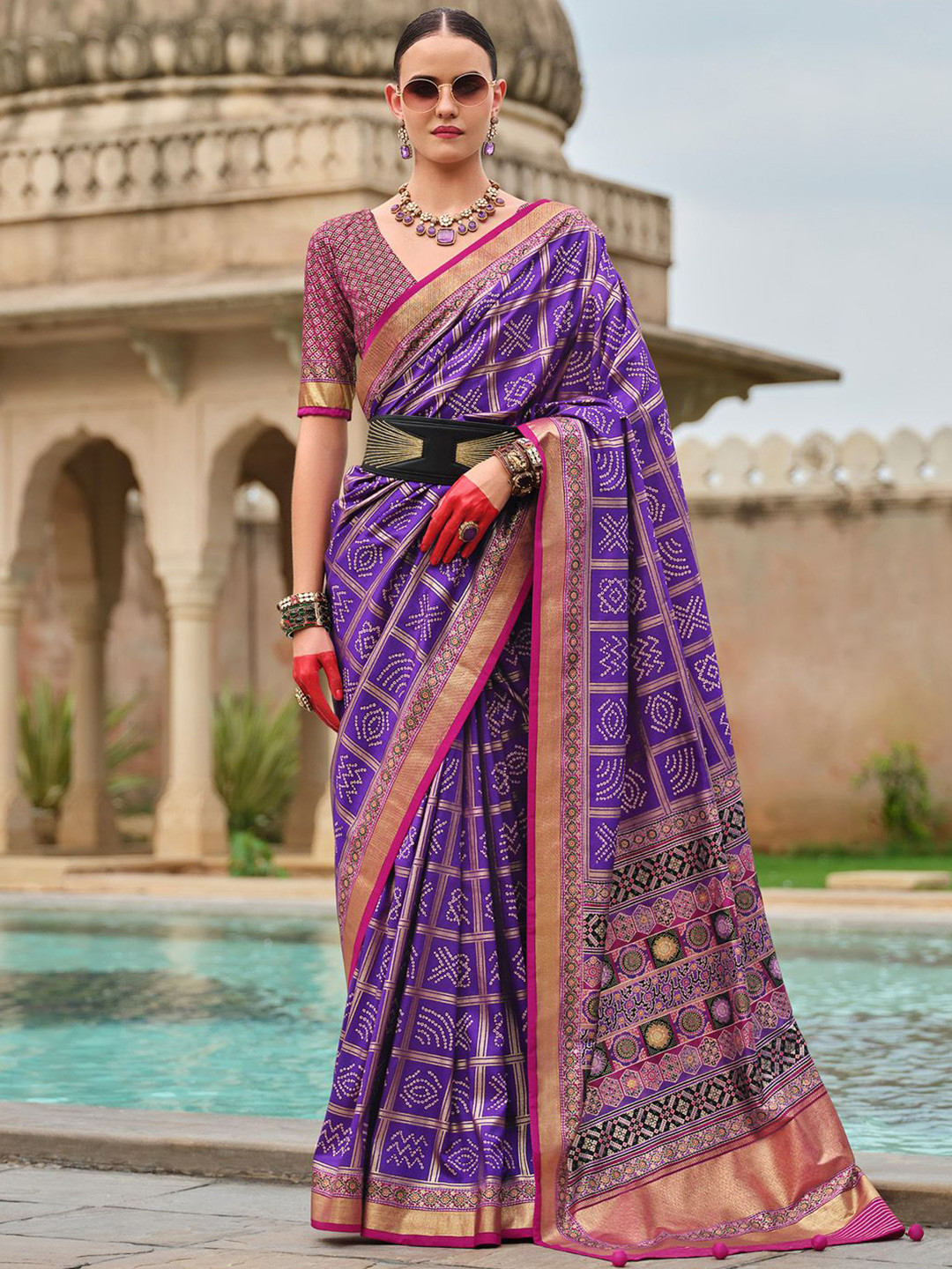 Anouk Bandhani Zari Silk Blend Bandhani Saree