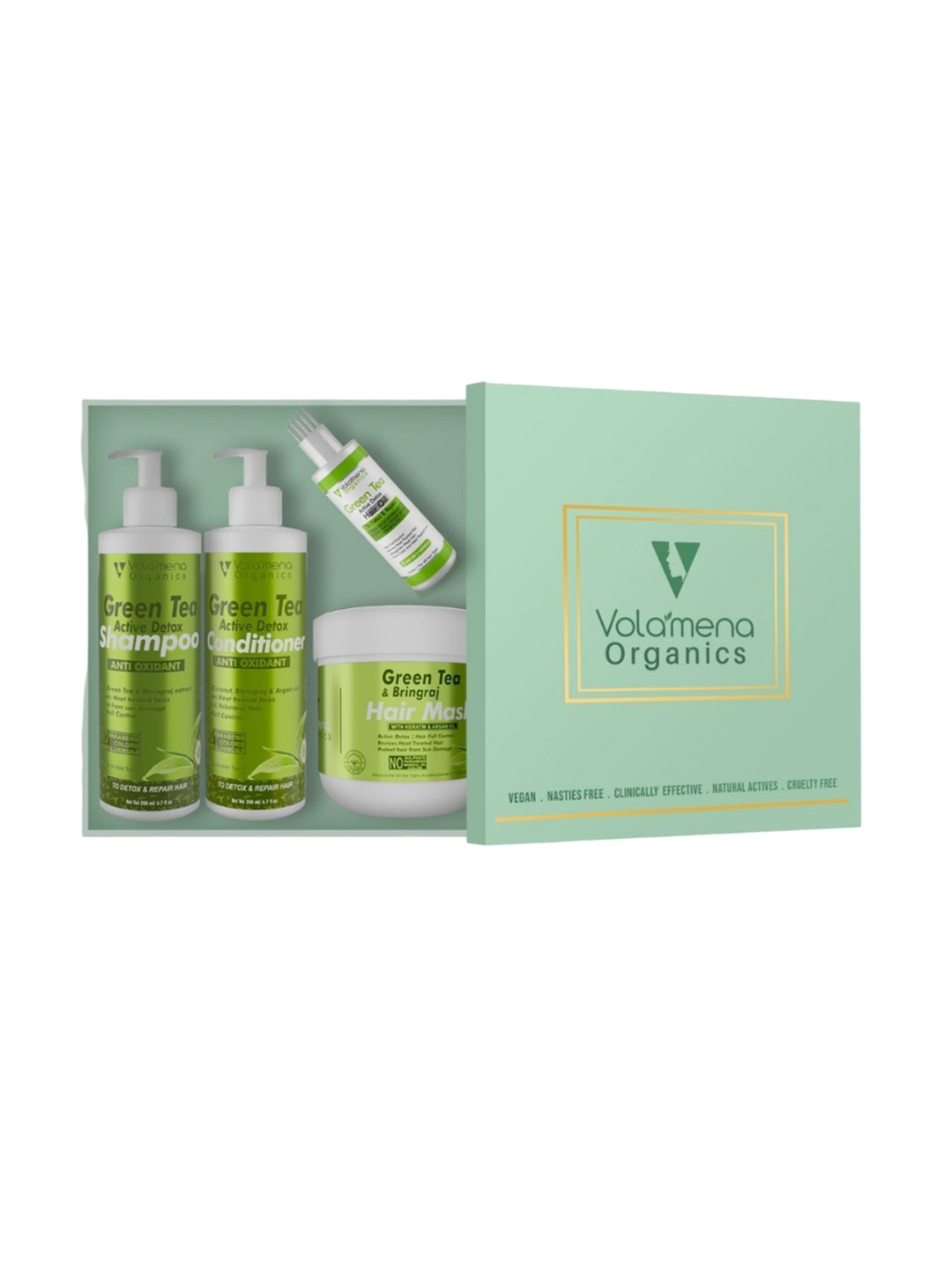 Volamena Organics Green Tea Hair Oil, Shampoo, Conditioner & Hair Mask
