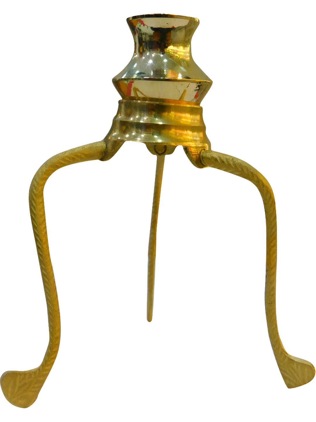 Navyaksh Shivling Stand with Lota Gold Brass Metallic Prayer Room Set of 2 Small Showpieces - 3.1 Inches