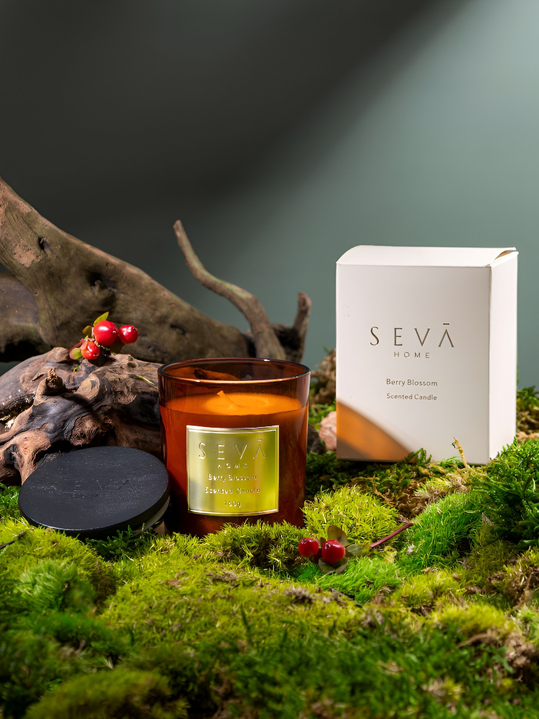 Seva Home Berry Blossom Signature Candle 1 Wick Solid Geometric Regular Jar Candles