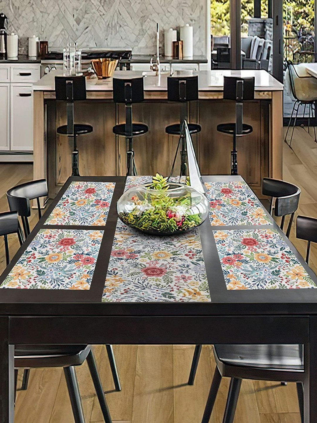 PRAKARTIK Set Of 5 Green & Yellow Printed Table Linen Sets