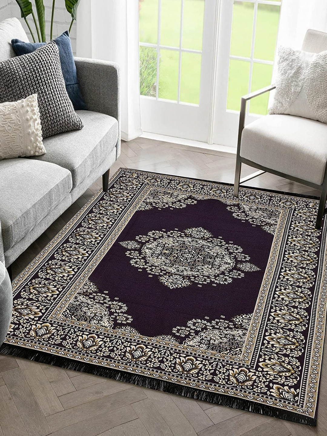 Sparrow world Violet Solid Cotton Carpet