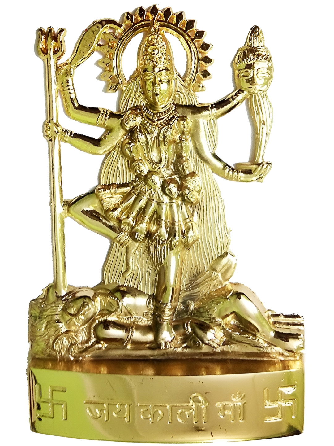 Navyaksh Kali Gold Metal Metallic Prayer Room Small Showpiece - 3.1 Inches