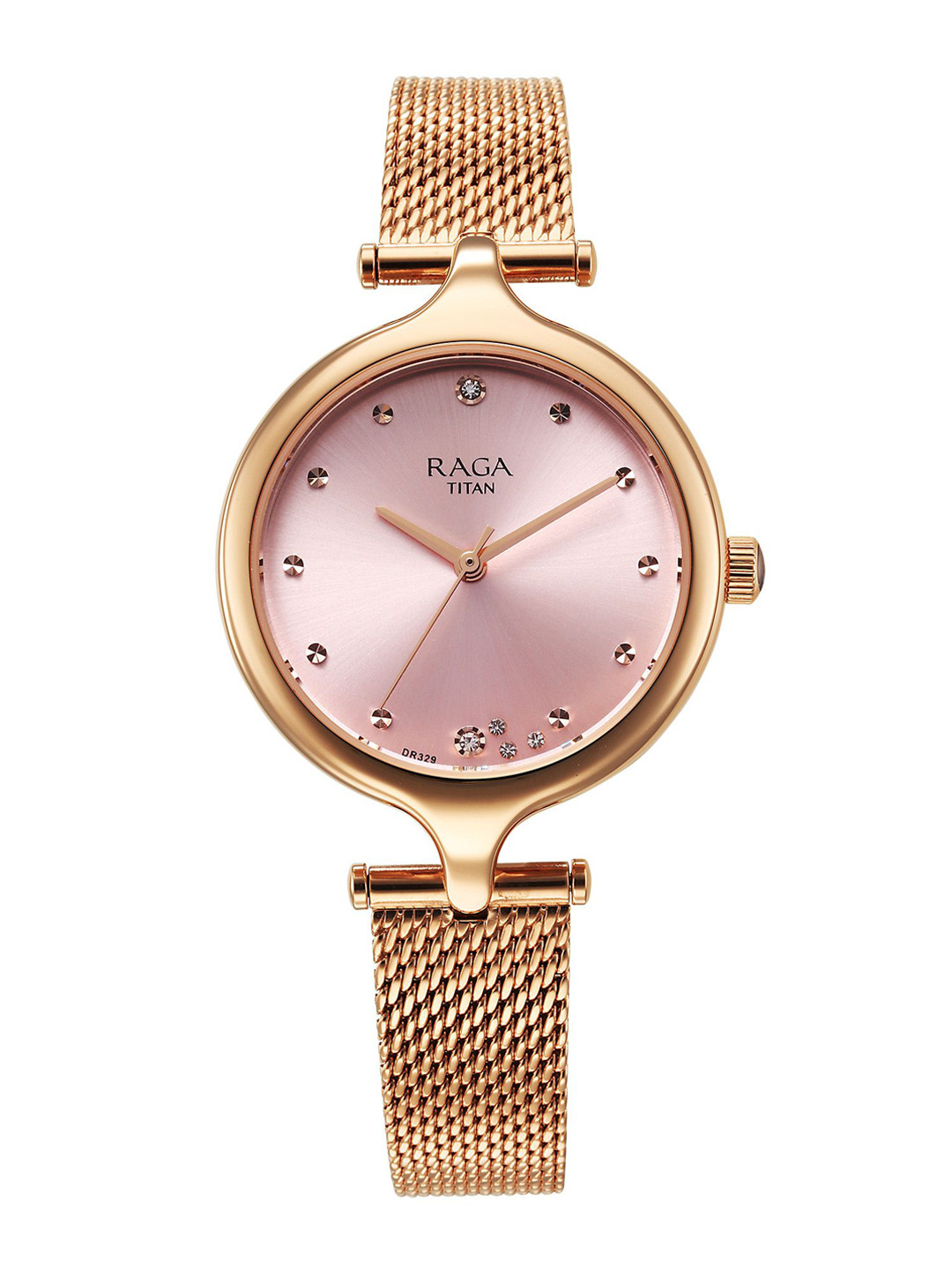 Titan Women Brass Embellished Dial & Stainless Steel Bracelet Style Straps Analogue Watch 95268WM01