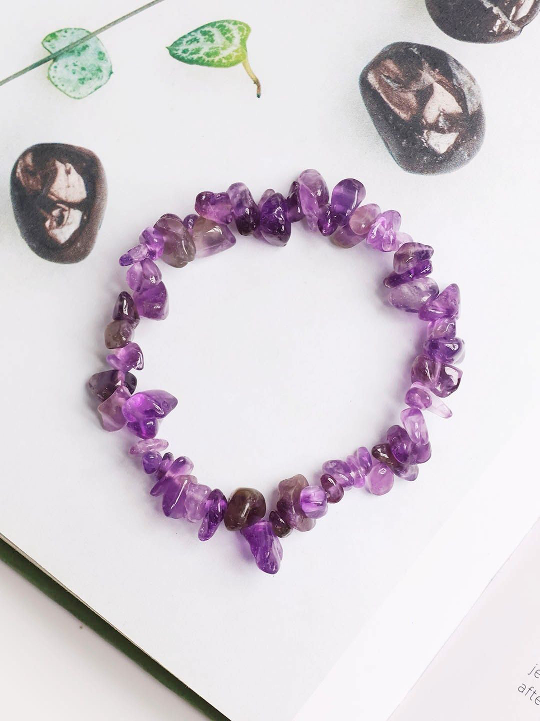 Shubhanjali Amethyst Crystals Stone Studded Elasticated Bracelet