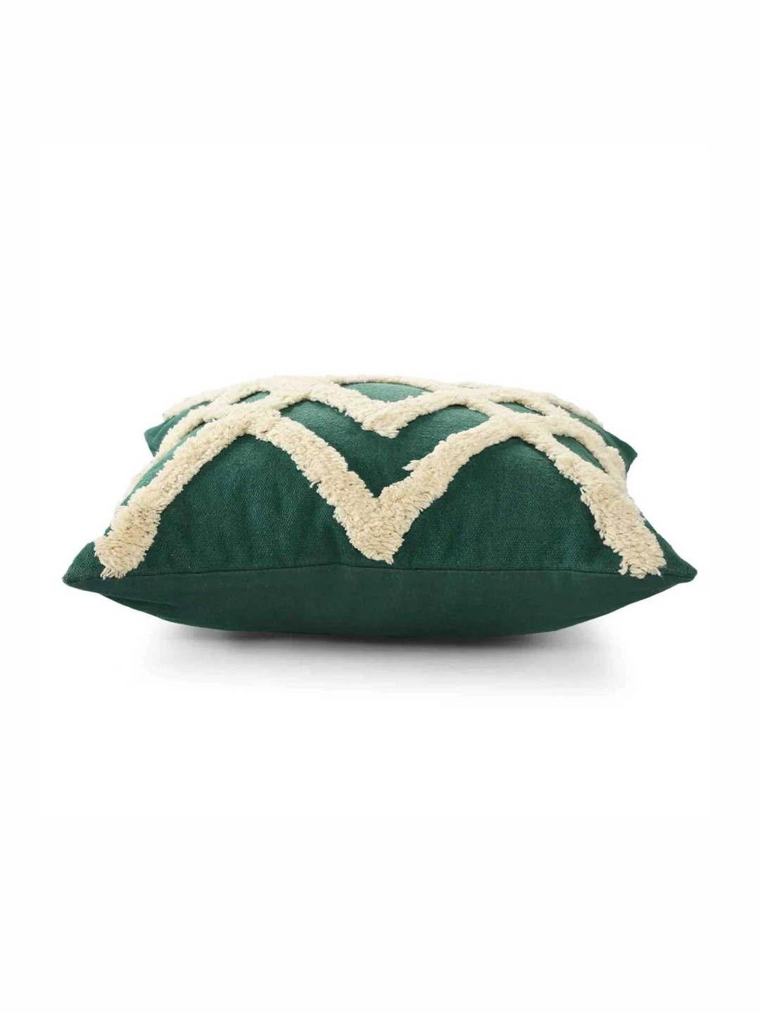 SASHAA WORLD Green & White Geometric Tufted Cotton Square Cushion Covers