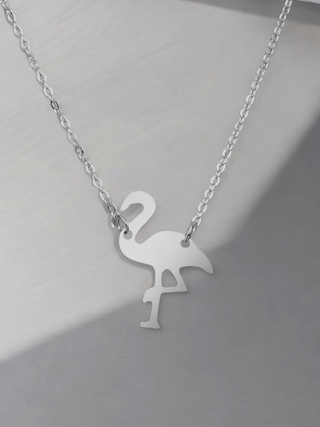 Goldnera Girls 925 Sterling Silver-Plated Flamingo Pendant with Chain