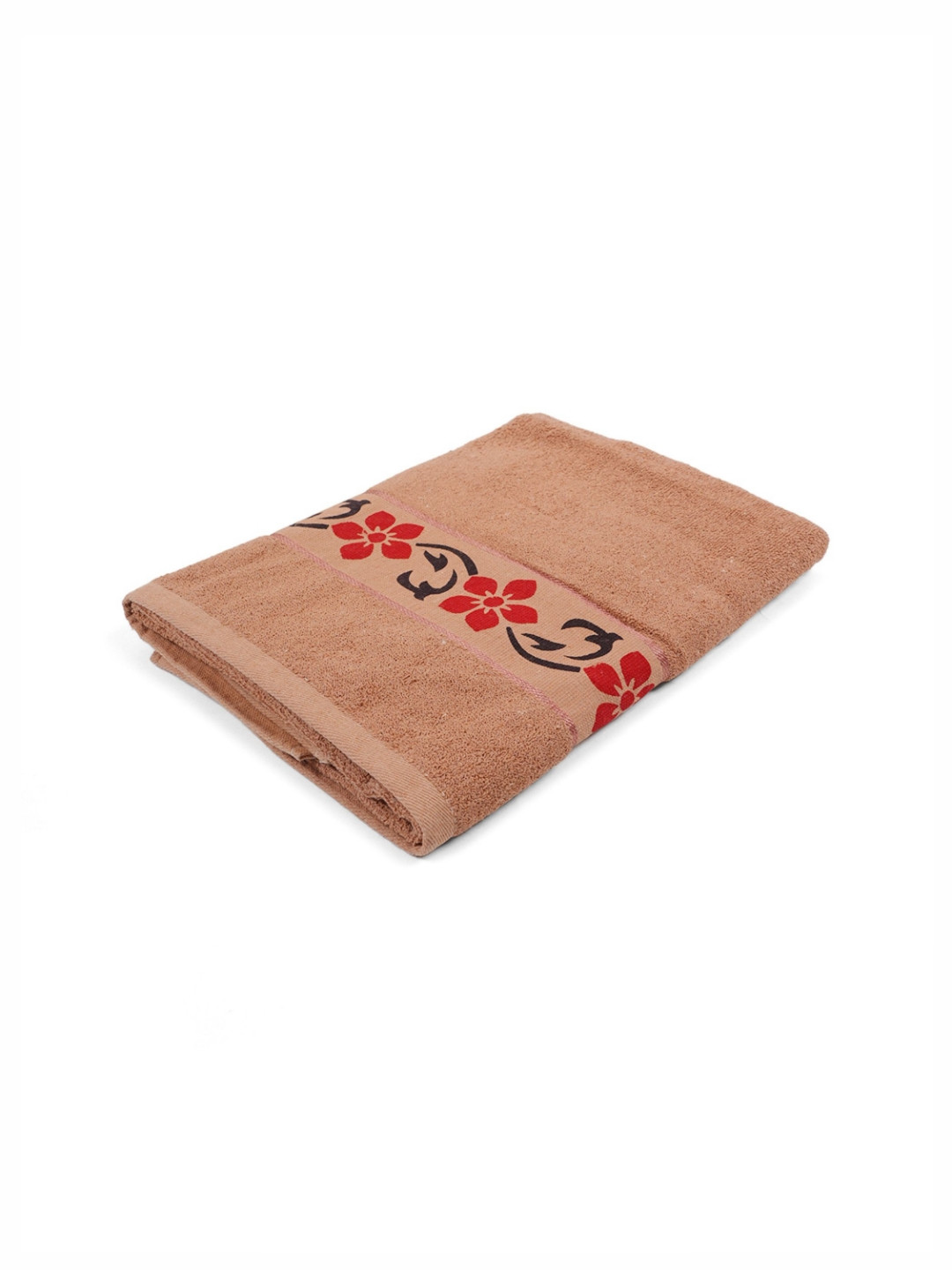 Style Shoes Brown & Red 1 Printed Cotton 450 GSM Bath Towel