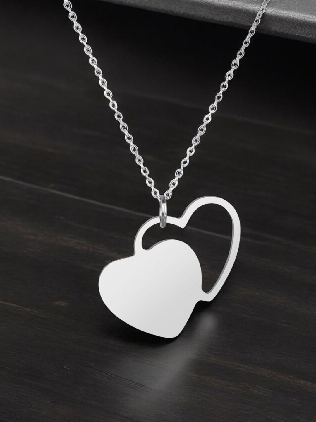 DressBerry Girls 925 Sterling Silver Love Double Heart Pendant with Chain