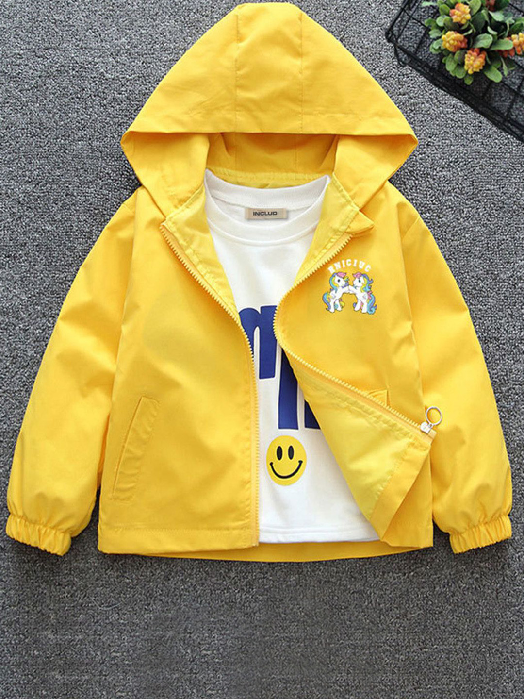 INCLUD Girls Full Sleeves Hooded Neck Open Front Jacket