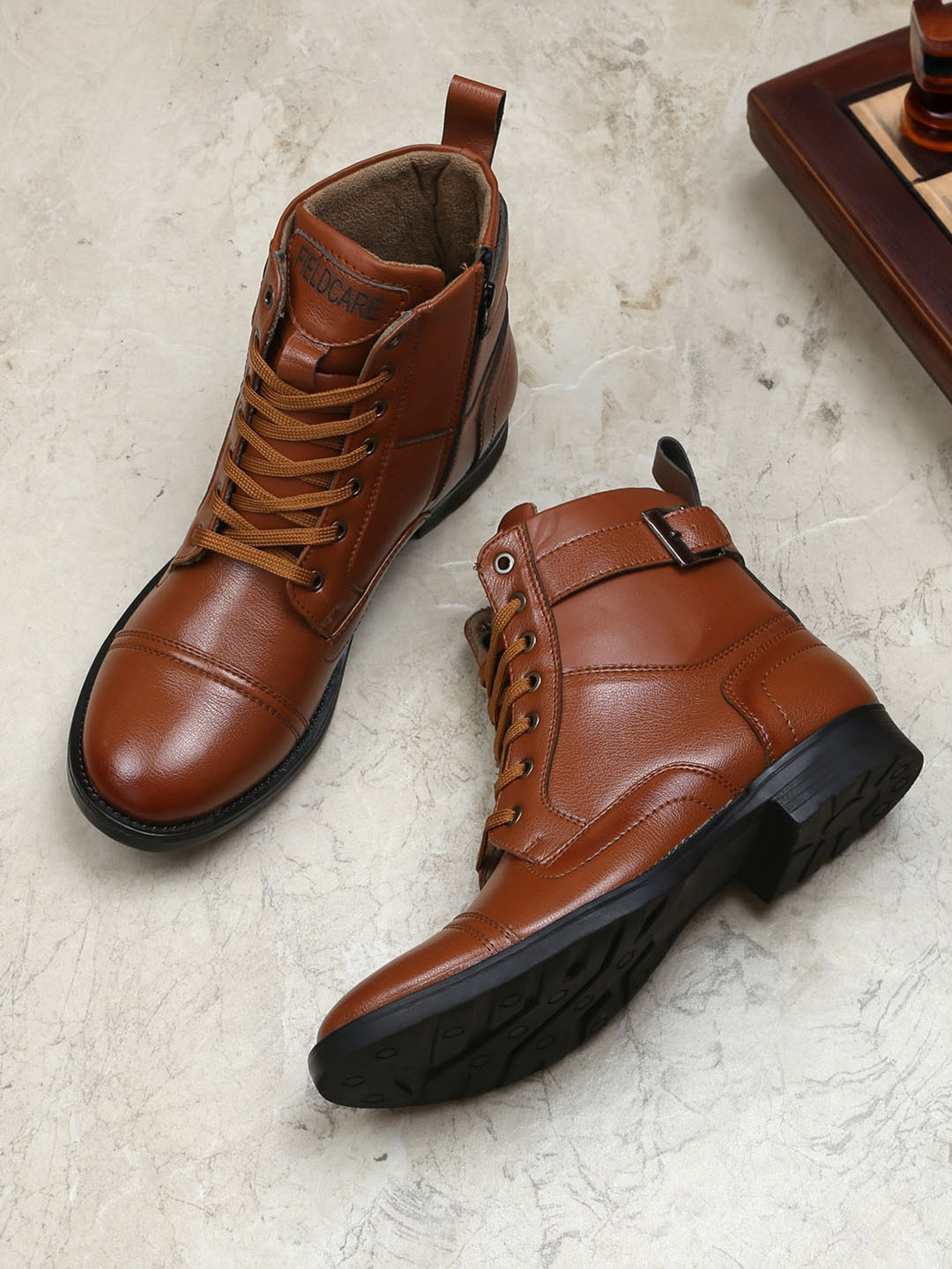 Field Care Men Block Heeled Biker Boots