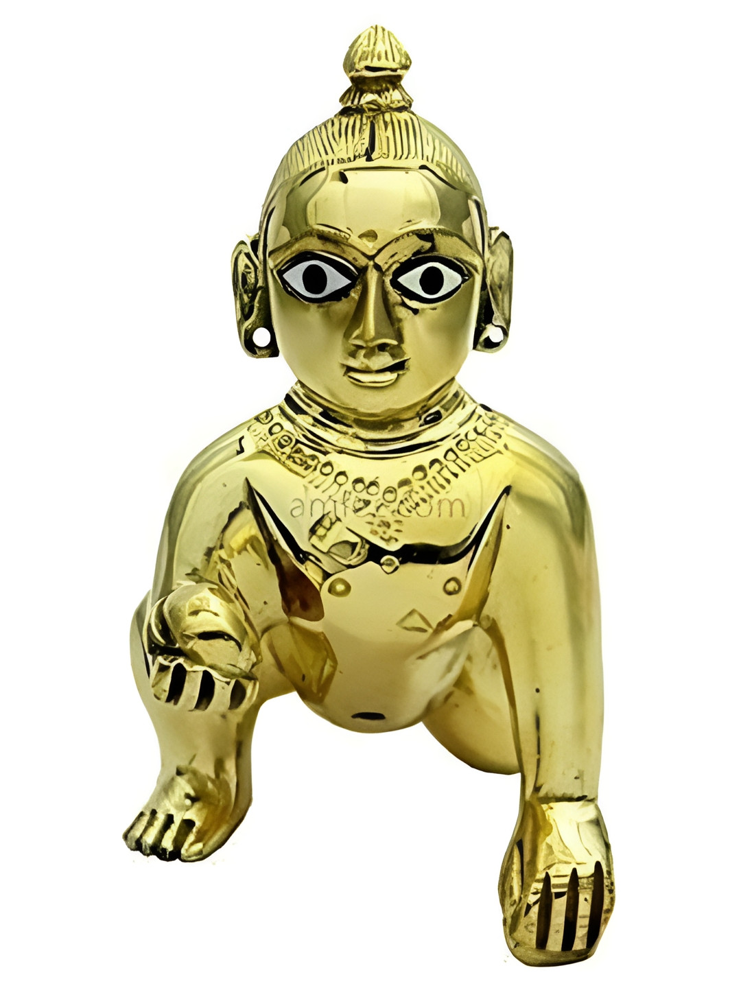 Navyaksh Ladoo Gopal Ji Gold Brass Metallic Prayer Room Small Showpiece - 3.1 Inches