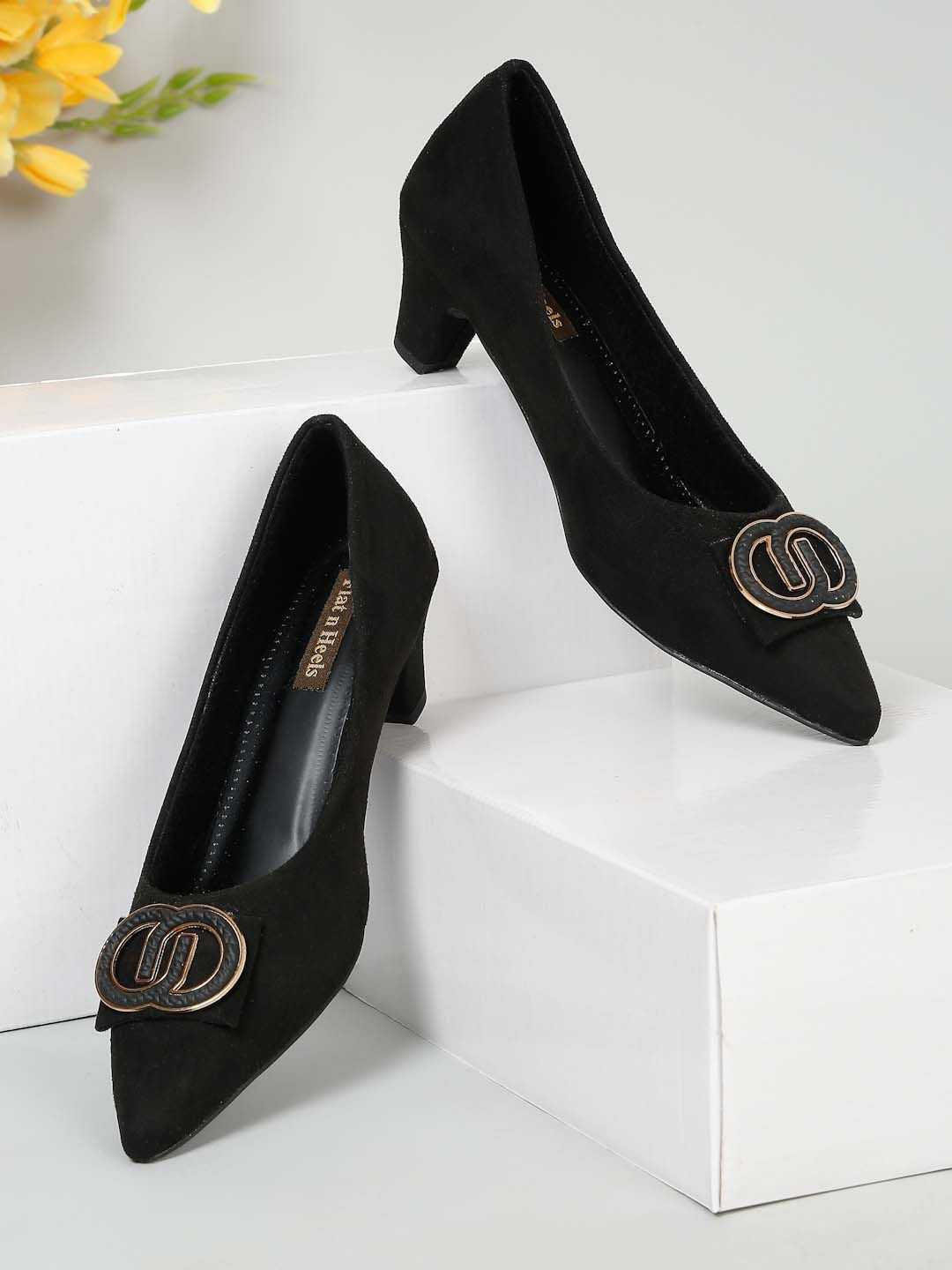 Flat n Heels Suede Block Heel Pumps