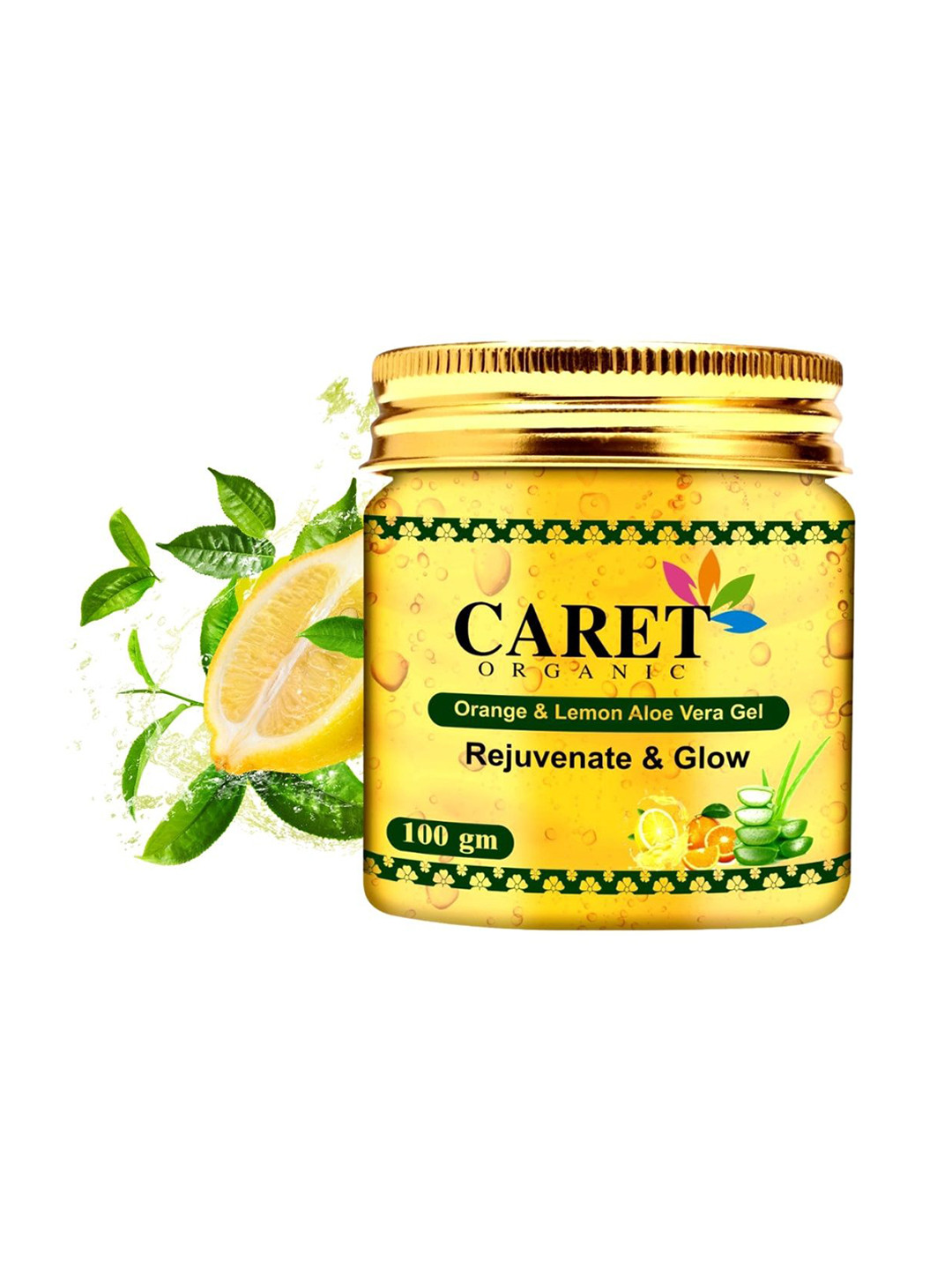 CARET ORGANIC Set Of 5 Orange & Lemon Aloevera Gel For Rejuvenate & Glow-100g Each