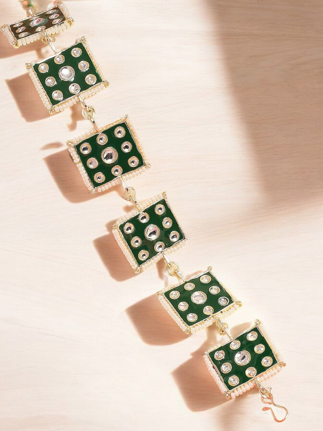 OOMPH Kundan Studded Head Chain Meenakari Jewellery