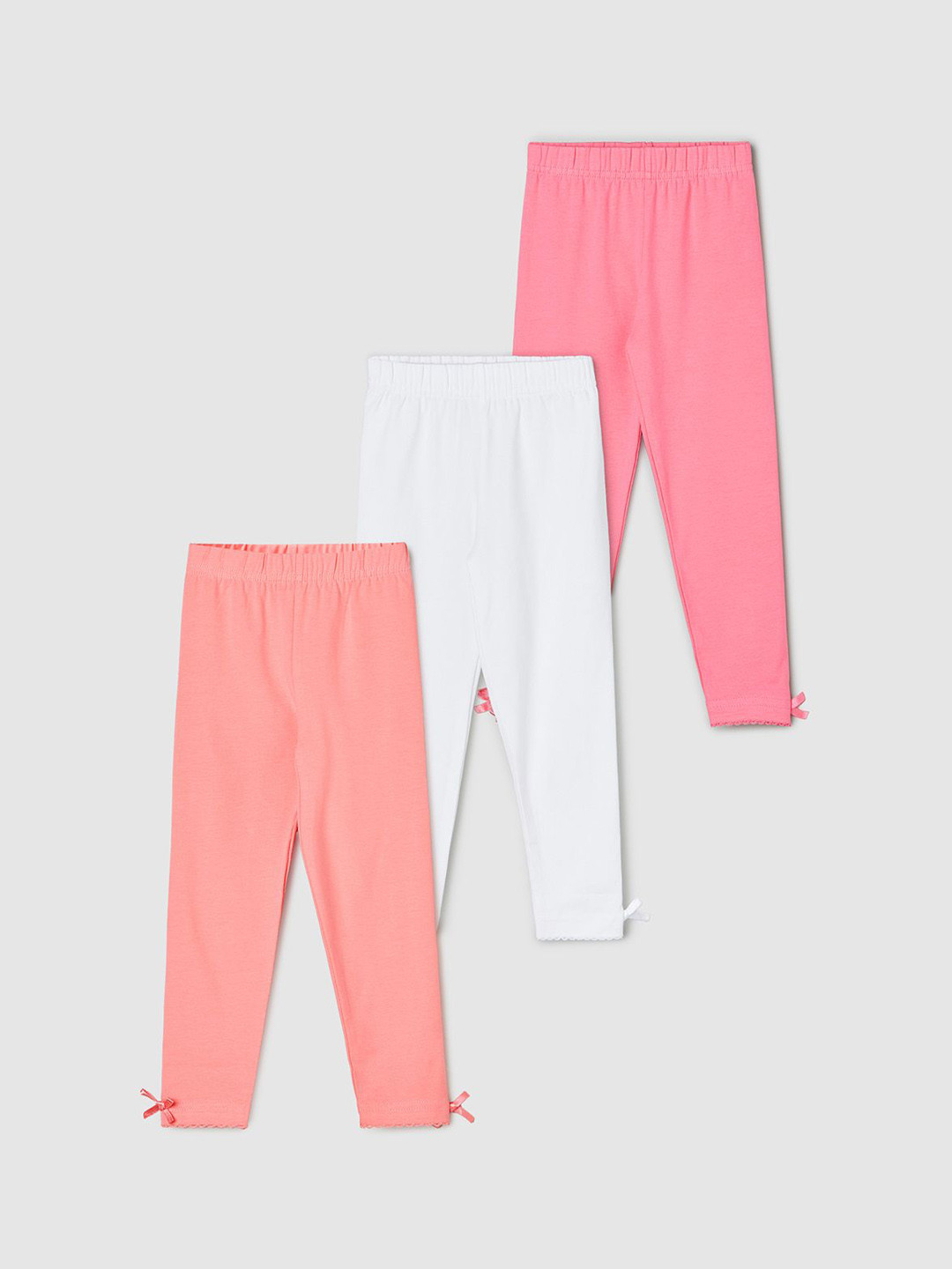 Max Girls Solid Full-Length Leggings - Pack of 3