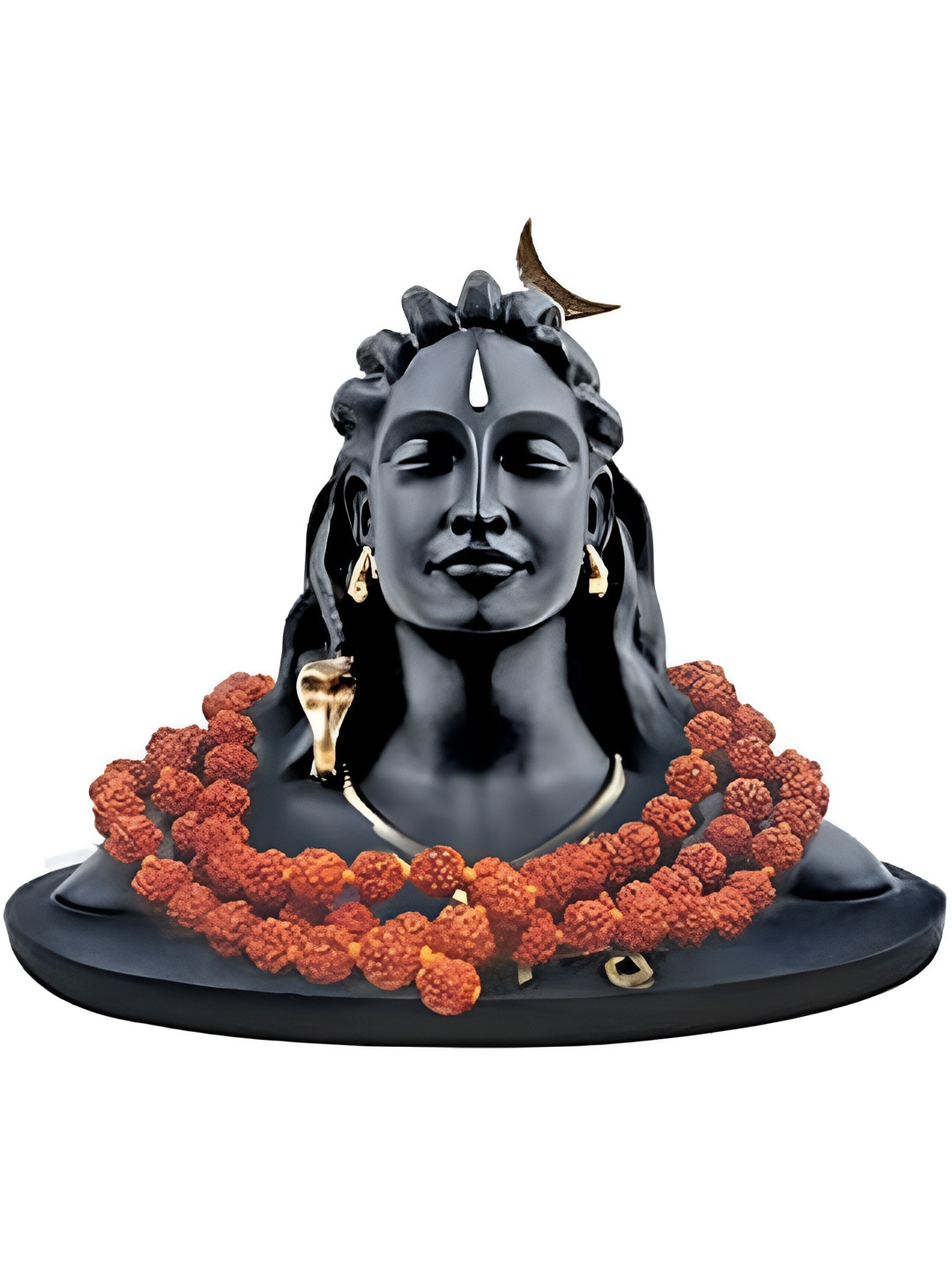 Navyaksh Adiyogi Shiva with Rudraksh Mala Gold Polyresin Natural Prayer Room Set of 4 Small Showpieces - 3.1 Inches