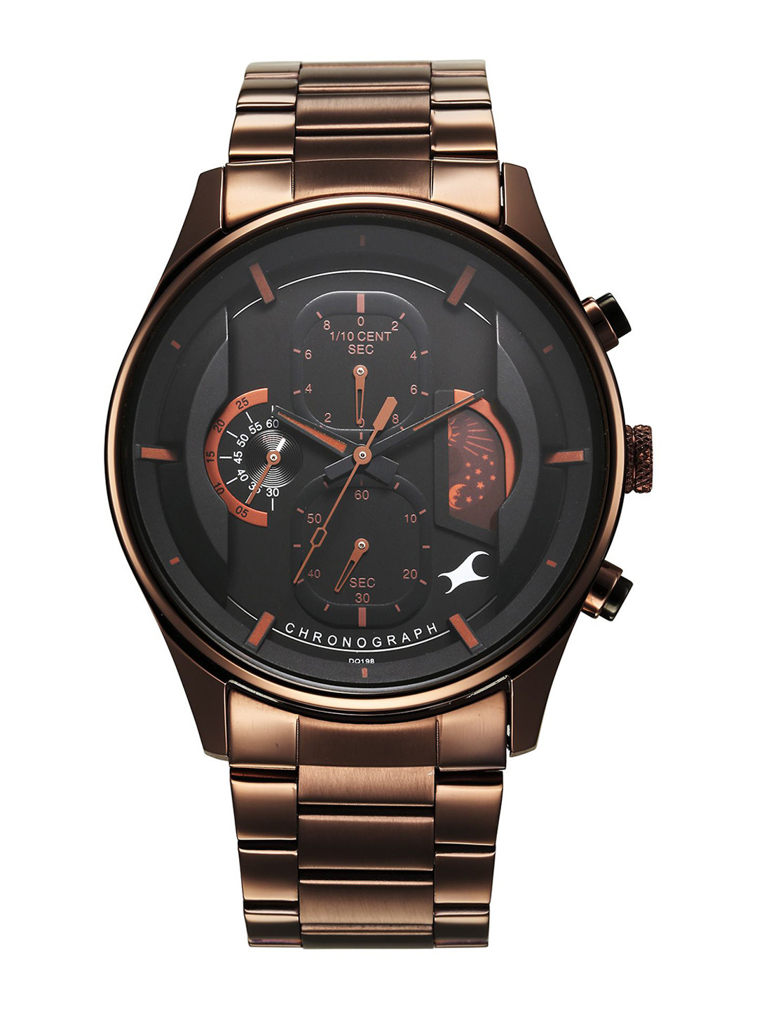 Fastrack Men Brass Patterned Dial & Bracelet Style Straps Analogue Watch 3315KM02