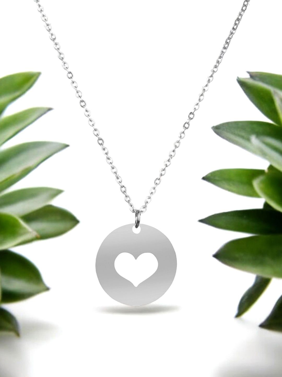 DressBerry Girls 925 Sterling Silver Circluar Heart Pendant with Chain