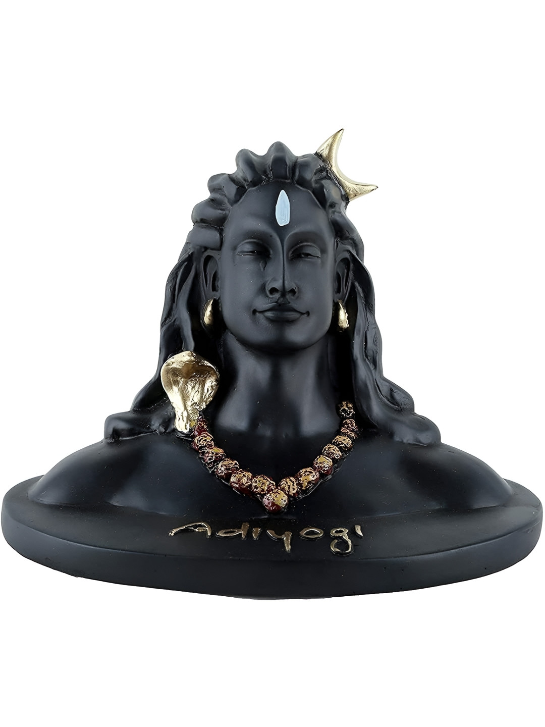 Navyaksh Lord Adiyogi Mahadev Shiva Gold Polyresin Natural Prayer Room Set of 2 Small Showpieces - 3.1 Inches