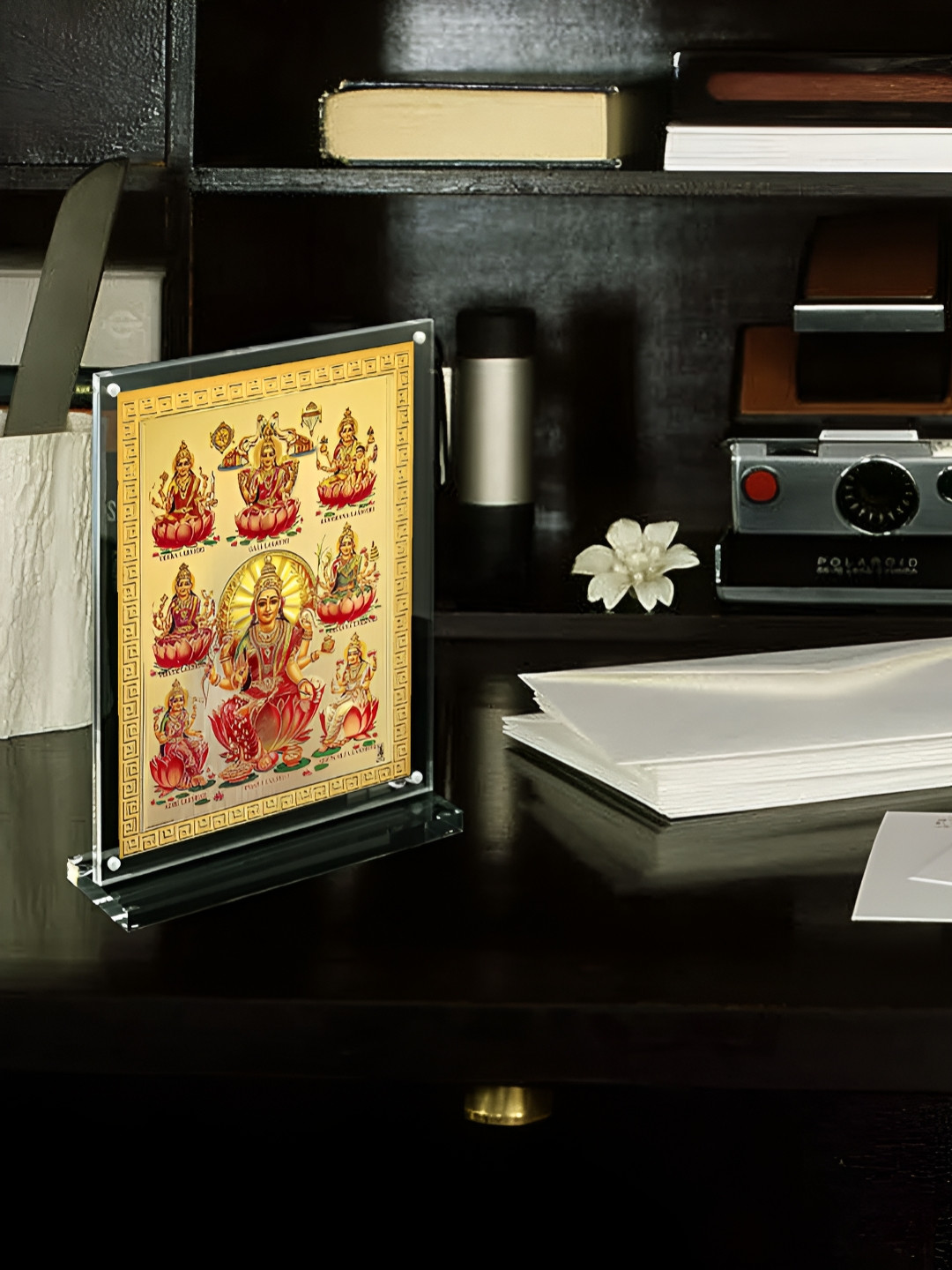 Hawai Gold Toned & Transparent Ashta Lakshmi Table Photo Frame