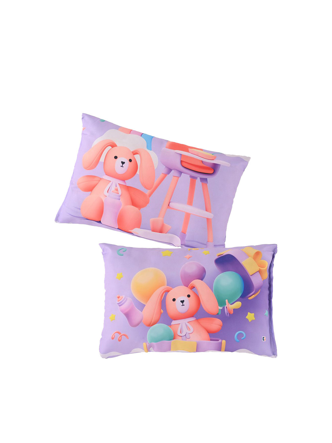 Kuber Industries Kids Pack Of 2  Purple & Pink Printed Sleep Pillows