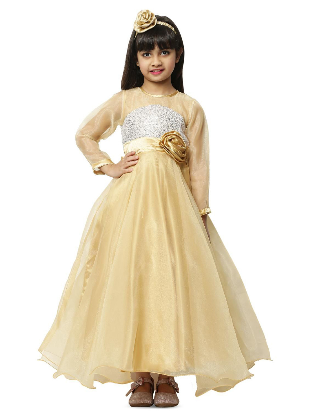 Wish little Girls Embellished Sequined Satin Maxi Dress