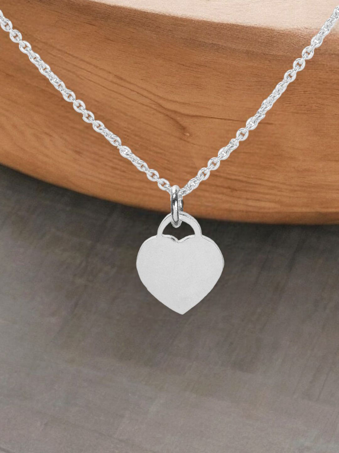 Goldnera Girls 925 Sterling Silver-Plated Love Heart Pendant with Chain