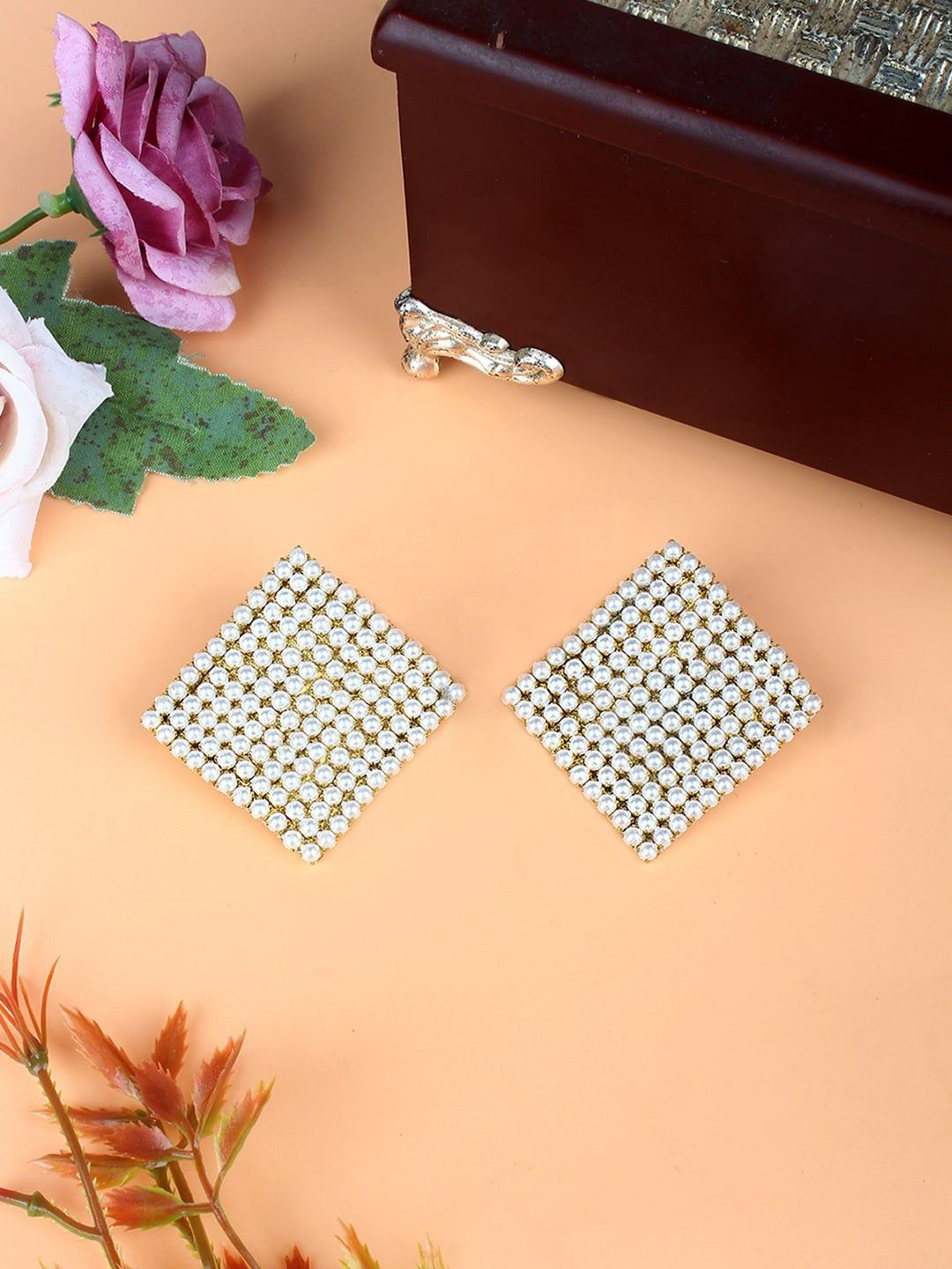 KPOP Silver Plated Beaded Contemporary Studs Earrings