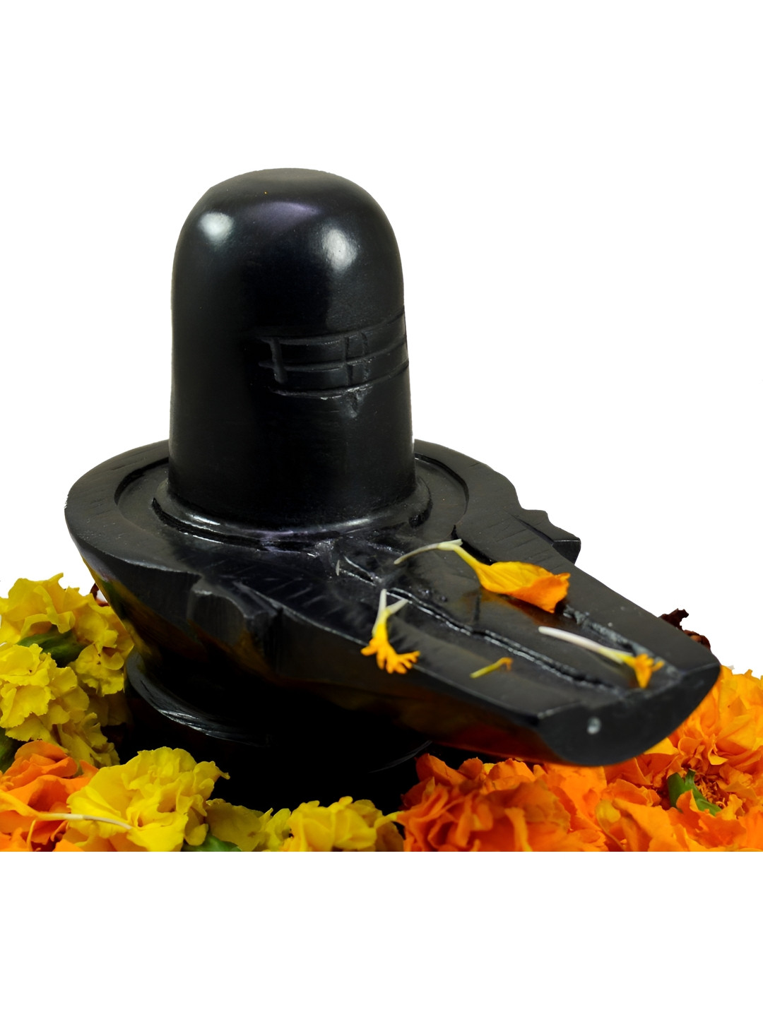 Navyaksh Hindu God Shiva Lingam Avata Gold Metal Metallic Prayer Room Small Showpiece - 3.1 Inches