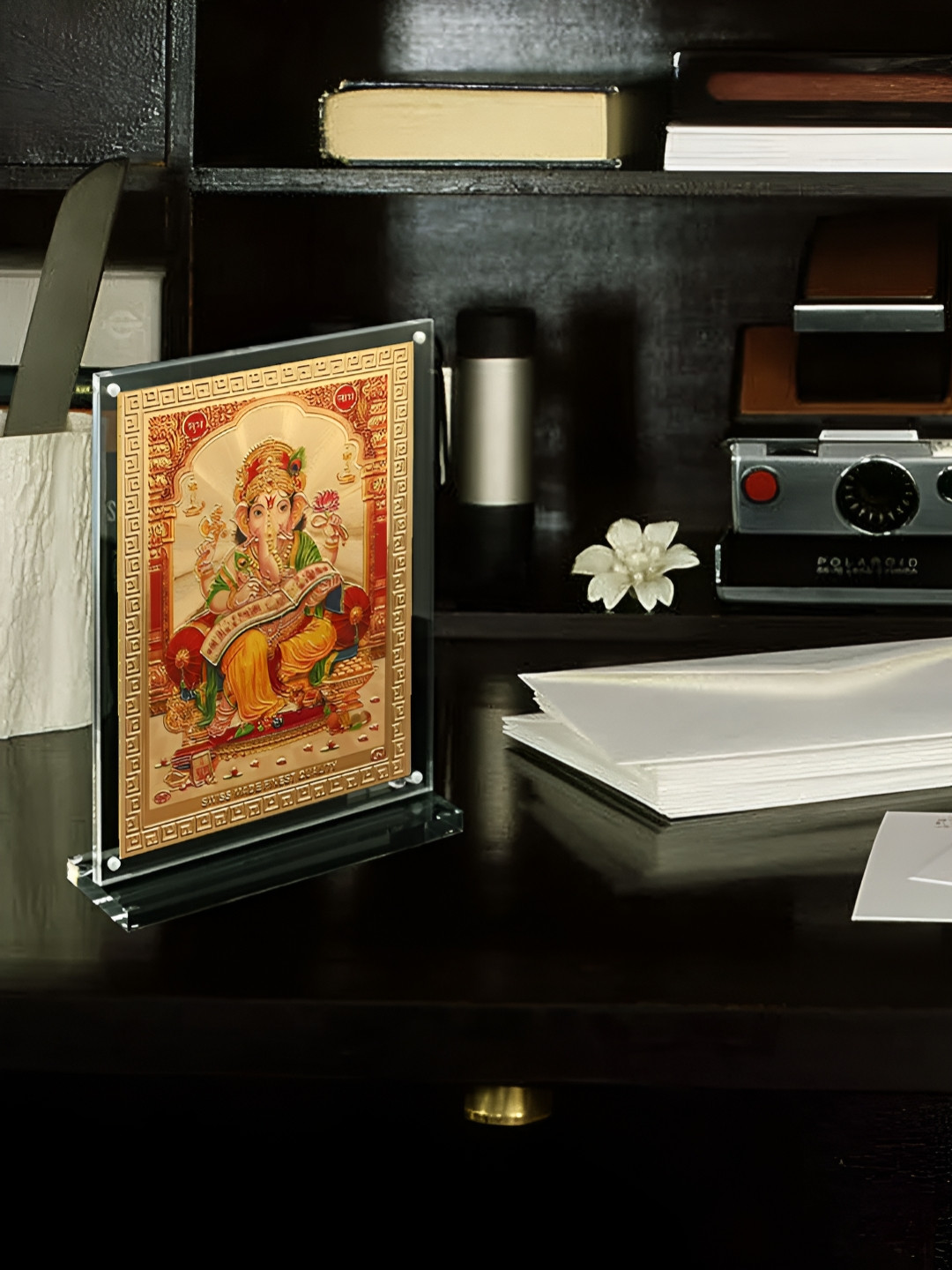 Hawai Gold Toned & Transparent Lord Ganesha Table Photo Frame