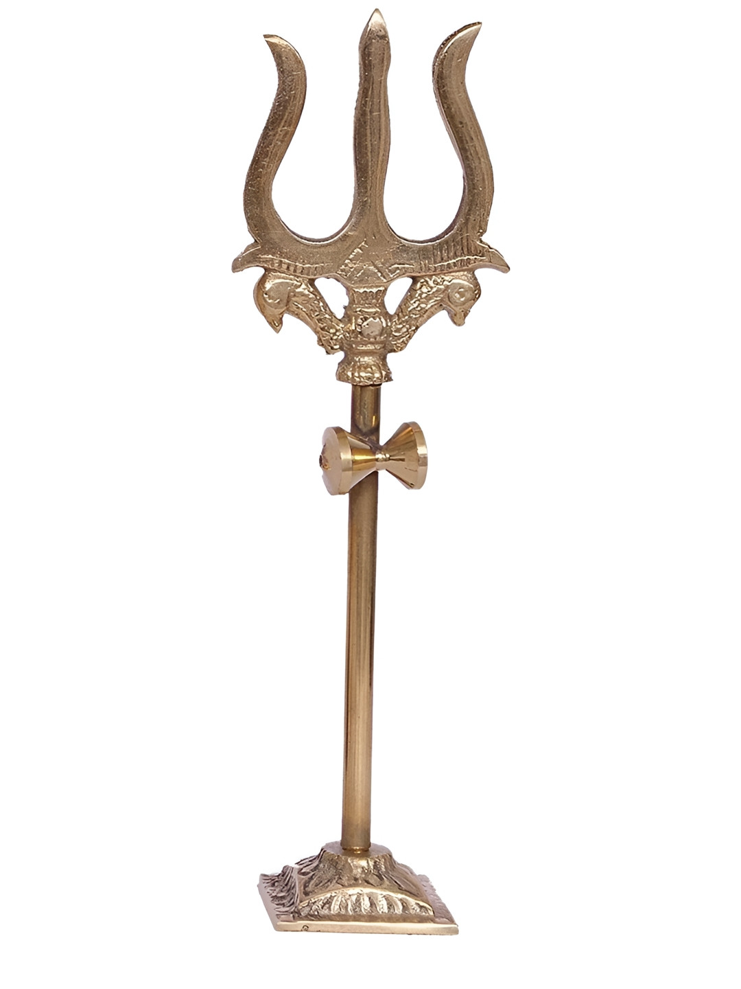 Navyaksh Trishul on Stand Gold Brass Glossy Prayer Room Small Showpiece - 3.1 Inches