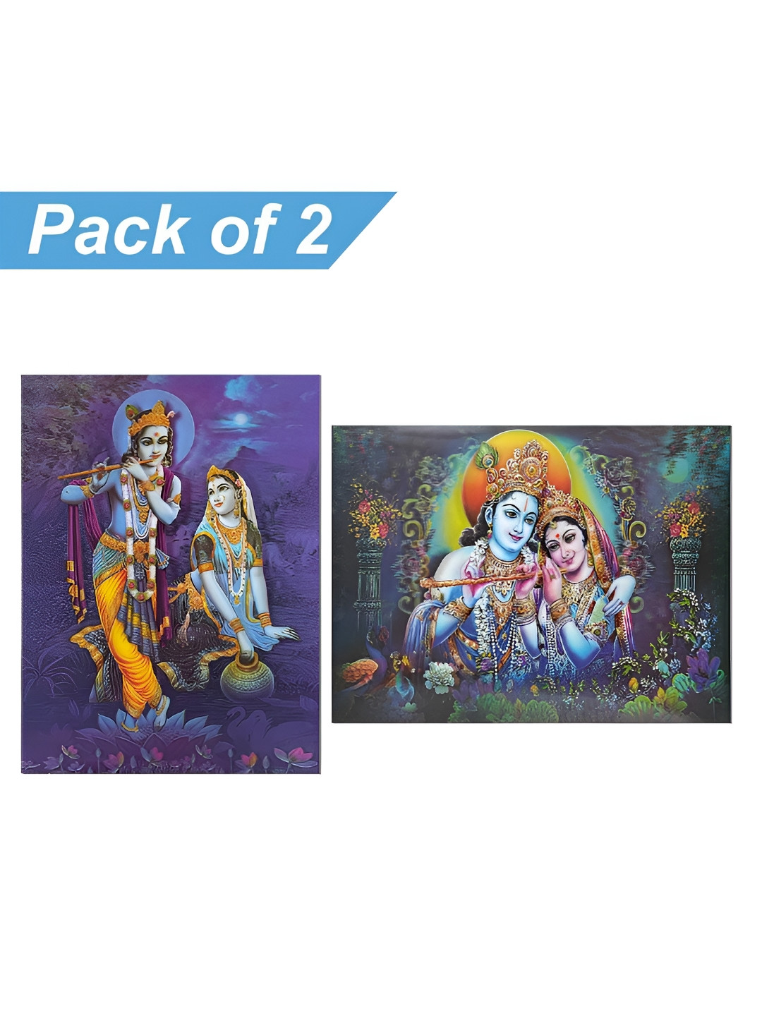 Art Street Set of 2 Radha Krishna Wall Painting Religious 5D/3D Art