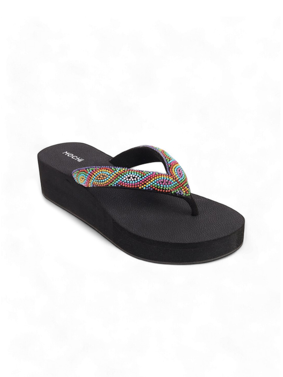 Mochi Women Printed Wedge Heels Sandals
