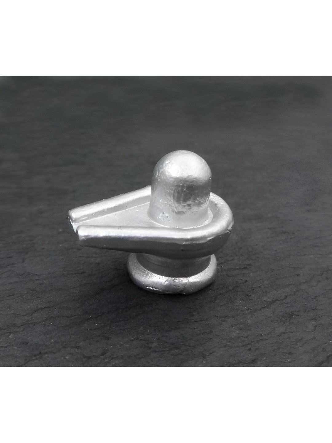 Navyaksh Shivling Grey Metal Metallic Prayer Room Small Showpiece - 3.1 Inches