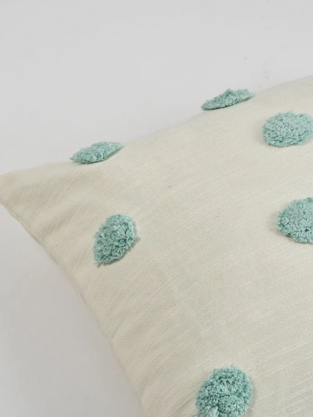 SASHAA WORLD Tufted Dots Self Design Cotton Embroidered Cushion Covers - 17.7 x 17.7 In
