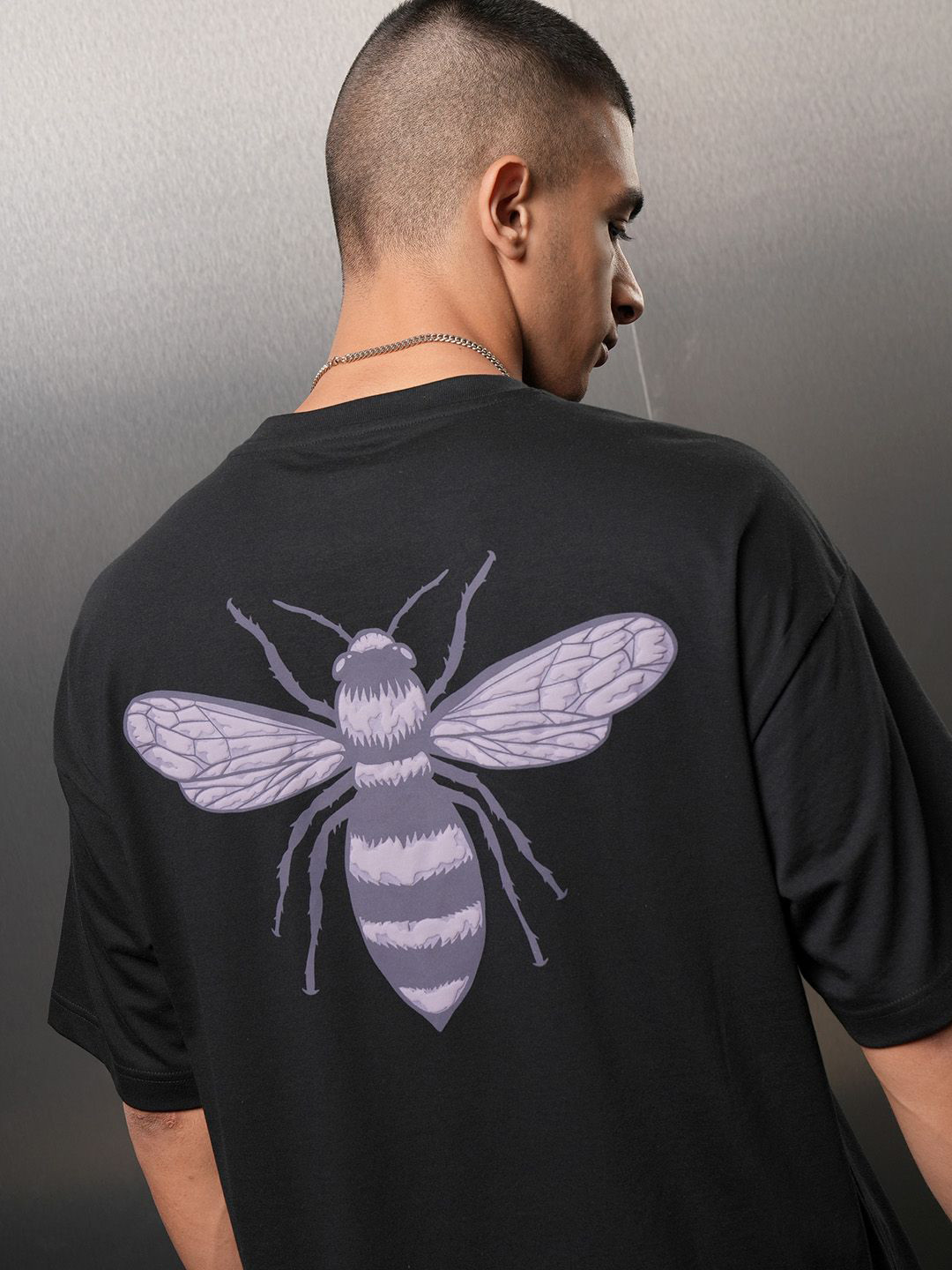 HIGHLANDER Men Round Neck Half Sleeve Over Sized Drop Shoulder T Shirt