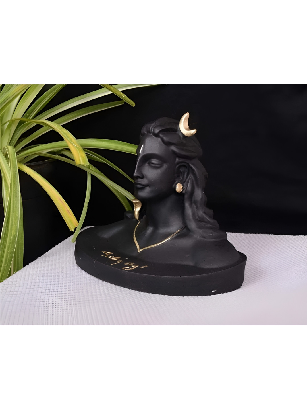 Navyaksh Shiva Statue for Meditation Gold Polyresin Glossy Prayer Room Small Showpiece - 3.1 Inches