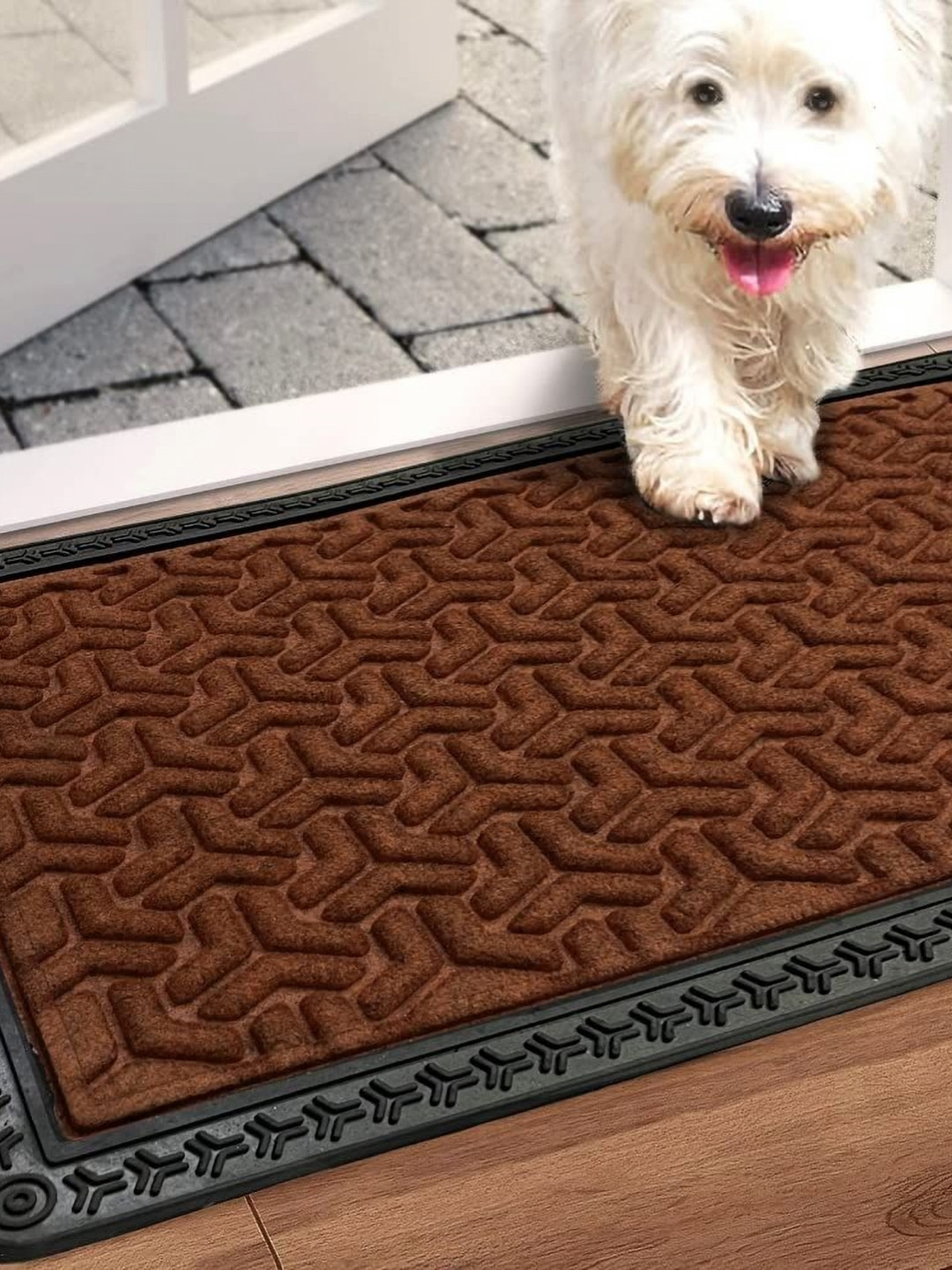 ANA Brown & Black Textured Anti-Skid Doormats