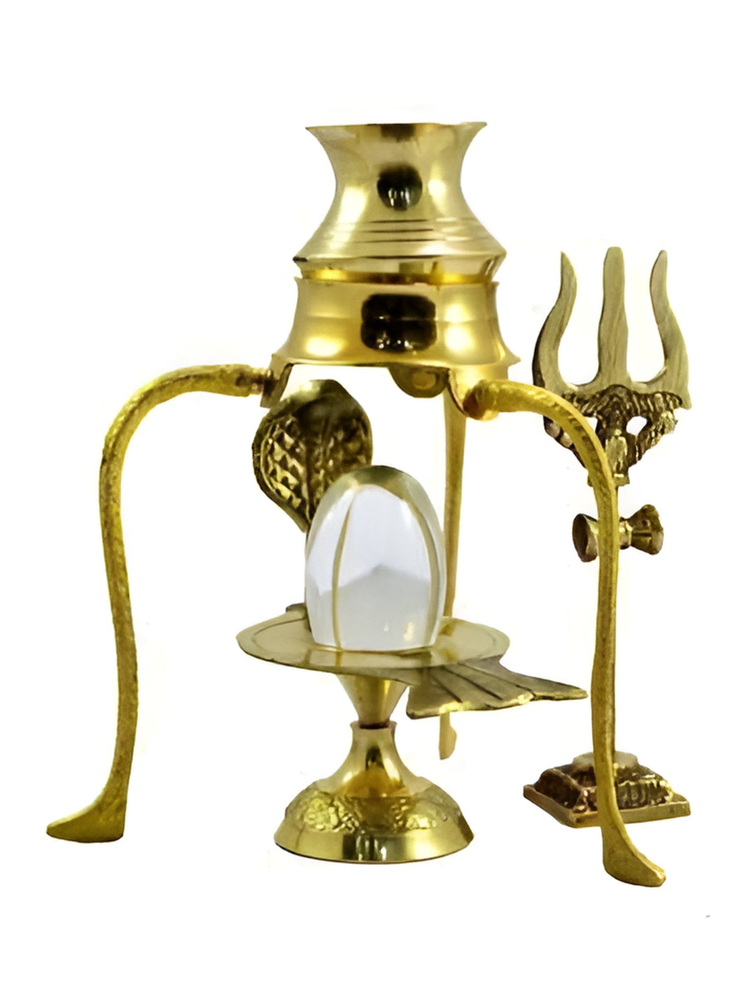 Navyaksh Shaligram Shivling Gold Brass Metallic Prayer Room Set of 5 Small Showpieces - 3.1 Inches